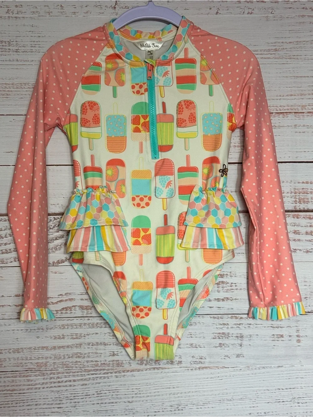 Matilda Jane Dream Chasers Dancing Popsicle Girls Rashguard Swimsuit size 6
